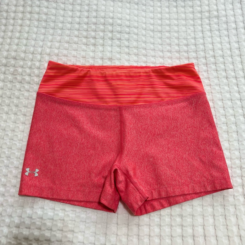 Under Armour Womens HeatGear Mid Rise Compression PInk Shorty Shorts